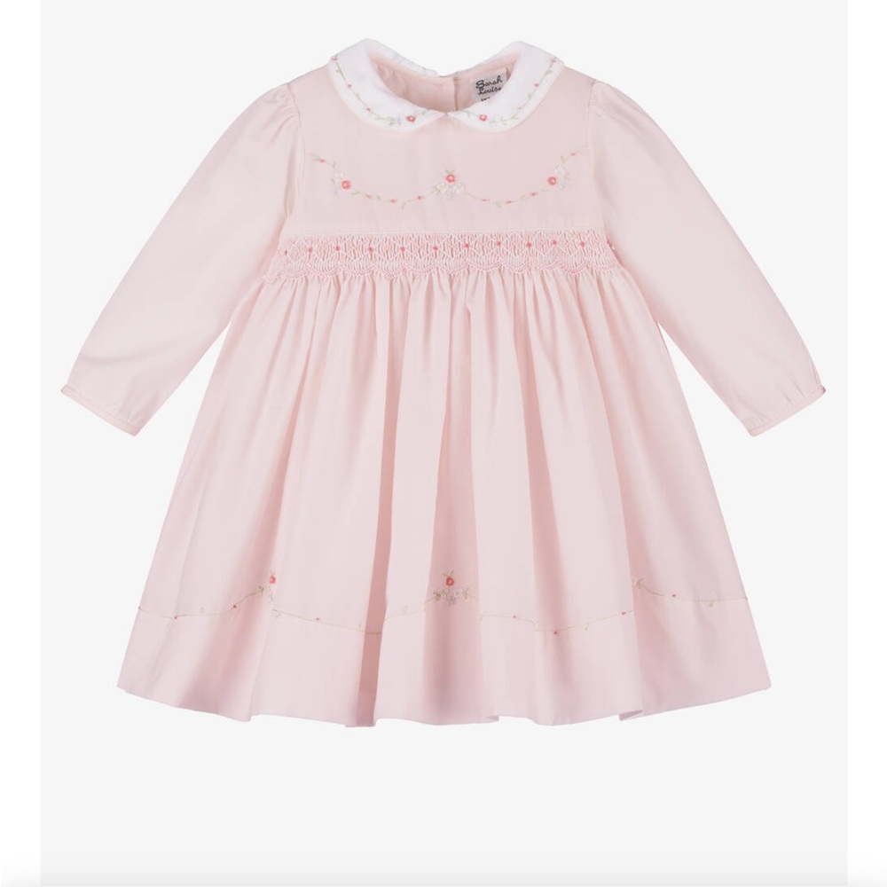 Pink Sarah Louise England Long Sleeve girls Dress - 12 Mos